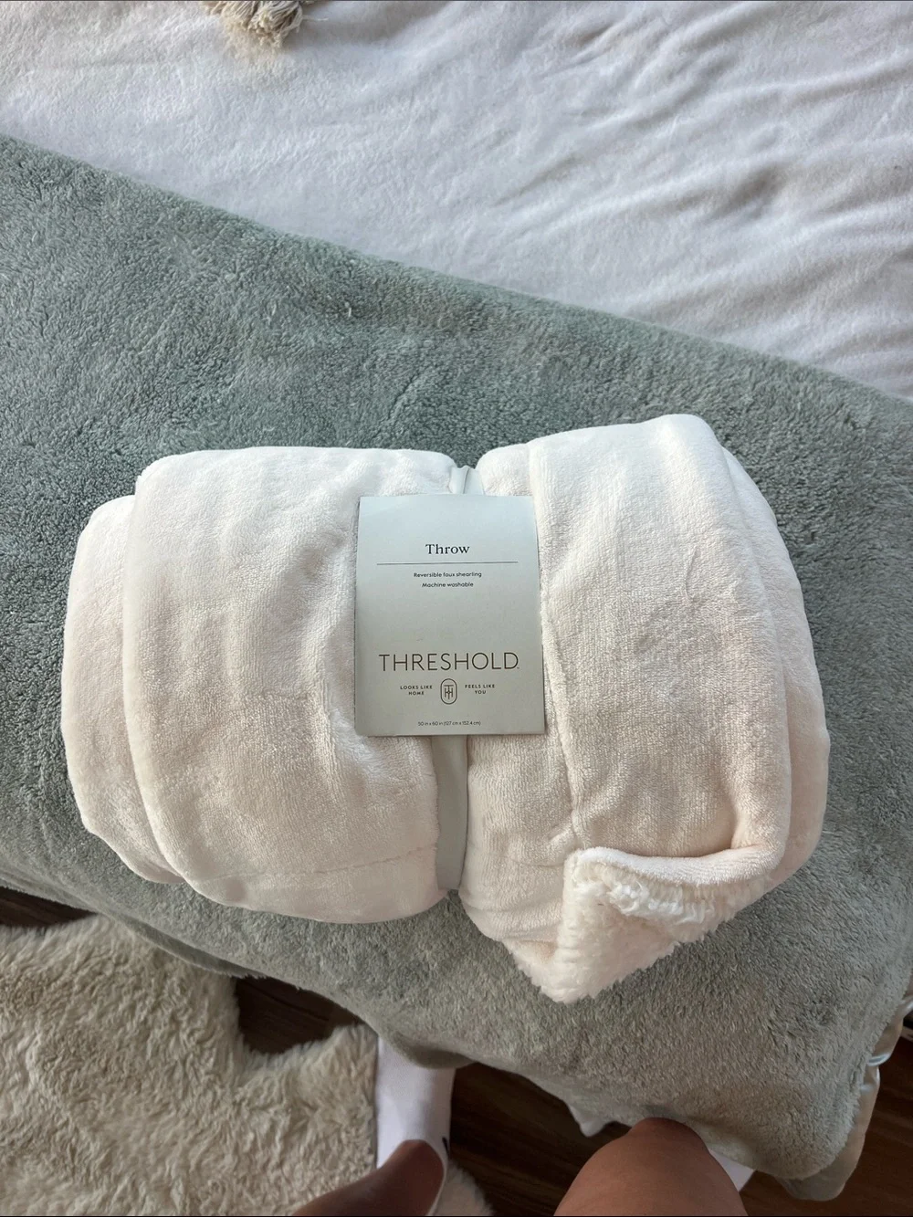 Threshold Plush Throw Blanket in Blush Pink